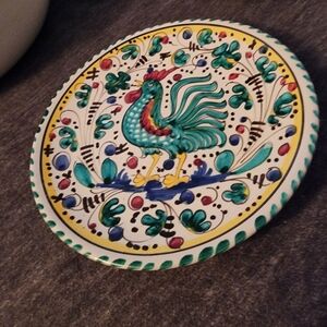 Colorful HANDPAINTED Ceramic Rooster Decorative Plate/Spoonrest